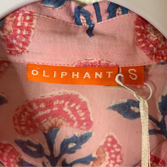 Oliphant Womens Long collar long sleeve sconset pink printed tunic S NWT - Picture 9 of 11